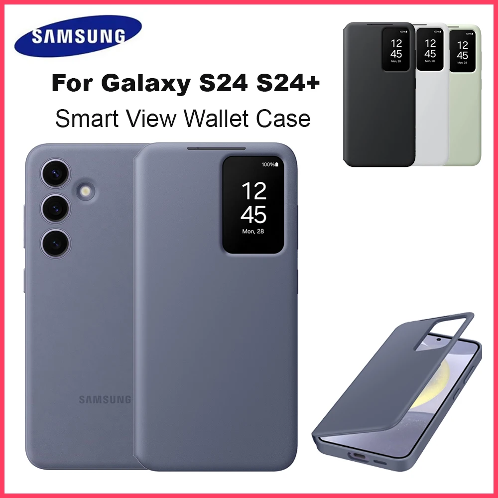 Coque portefeuille originale pour smartphone Samsung Galaxy S24 S24 + S24 Plus, vue intelligente, EF-ZS921 EF-ZS926