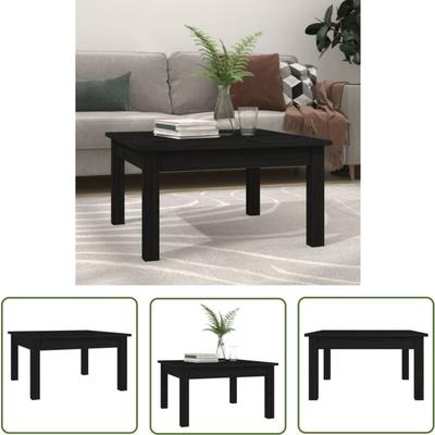 Couchtisch Schwarz 55x55x30 cm Massivholz Kiefer - Schwarzer Couchtisch - Holzküche - Massiver Image