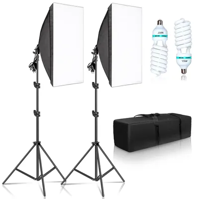 Lighting Kits Photography 50x70CM Softbox Professional Light System With E27 Photographic Bulbs