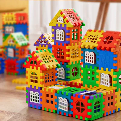 Large Scale House Building Block Simulation Window Design, Kindergarten Construction, Creation Of Boys And Girls Large House Bui