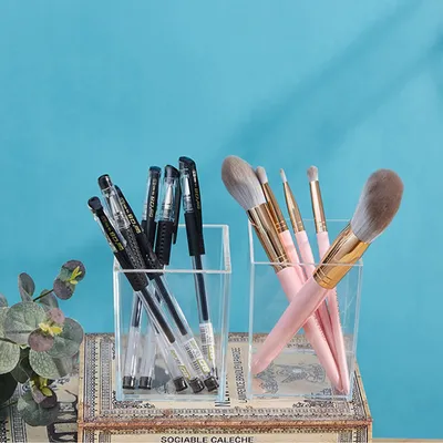 Acrylic Transparent Pen Holder Storage Tube Pencil Pot Diy Cute Table Gift Stationery Office Gadgets