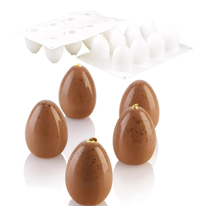 Meibum 8 Cavity 3D Easter Egg Shape Silicone Cake Mold Chocolate Cupcake Mould French Dessert Truffle Mousse Decorating Tools