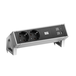 BACHMANN DESK2 2xSchutzkontakt USB A&C, USB Charger 22W 0,2m GST18 INOX Image