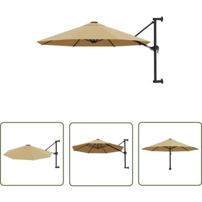 The Living Store Sonnenschirm zur Wandmontage mit Metall-Mast 300 cm Taupe - Wand Sonnenschirm Image
