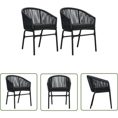 The Living Store - Gartenstühle 2 Stk. Schwarz PE-Rattan - Gartensaison - Gartenmöbel - Outdoor Image