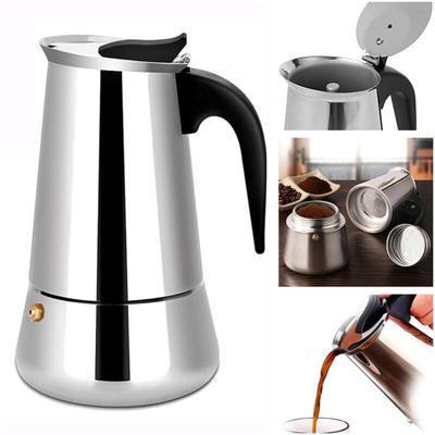 Italienische Kaffeemaschine, 6, 9,12 Tassen. Moka-Kaffeemaschine aus Edelstahl, kompatibel mit