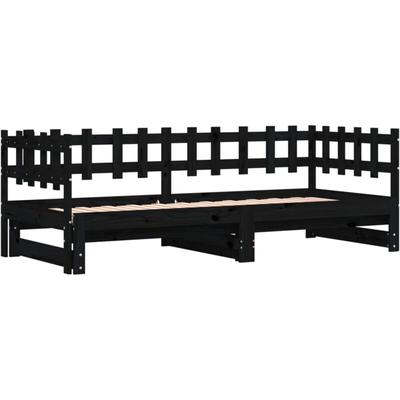 Vidaxl - Tagesbett Ausziehbar Schwarz 2x(90x200) cm Massivholz Kiefer Image