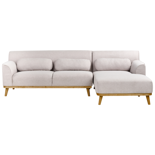 Ecksofa Hellgrau Stoffbezug L-förmig 3-Sitzer Sofa mit Chaiselongue Linksseitig Wohnzimmermöbel Modern Wohnzimmer Ausstattung Wohnecke