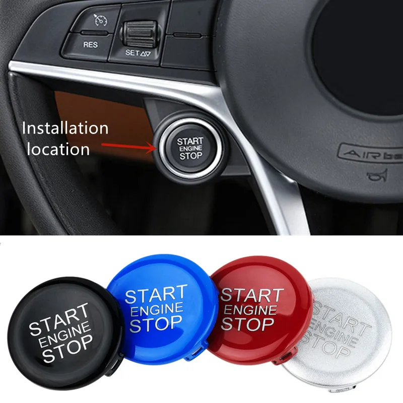 ABS Auto Motore Start Stop Pulsante Copertura Trim per Alfa Romeo Giulia Stelvio 2017-2019 Accessori Interni Adesivi Vendita Calda