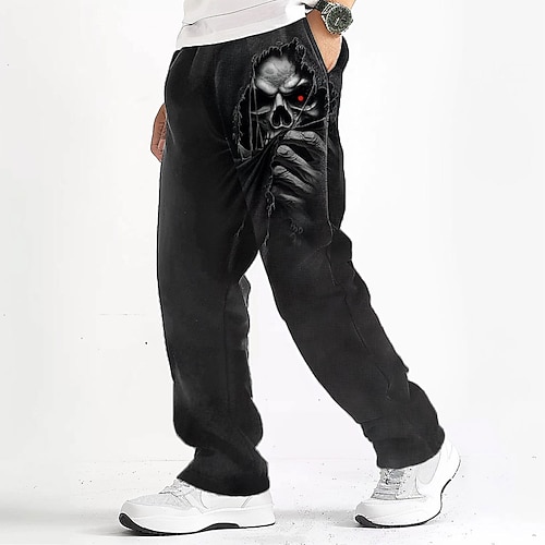 Herren Schädel Aktiv Mittlere Taille Übertrieben Designer Outdoor Party Lässig 3D-Druck Schwarz Image