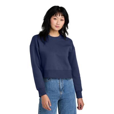 District DT1105 Women's Perfect Weight Fleece Cropped Crew in Tanzanite size Medium | Cotton