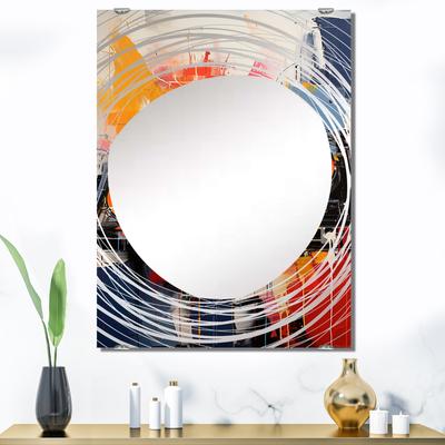 Designart "Pop Art Dj Turntables II" Turntables & Boom Boxes Mirror Red - Modern Mirror Wall Decor For Hallway