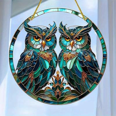 TEMU Translucent Owl Pattern Acrylic Suncatcher, Window Hanging For Home, Porch, Garden, Patio, Bedroom Decor - Animal Themed Gift For , Indoor & Outdoor Garden Universal