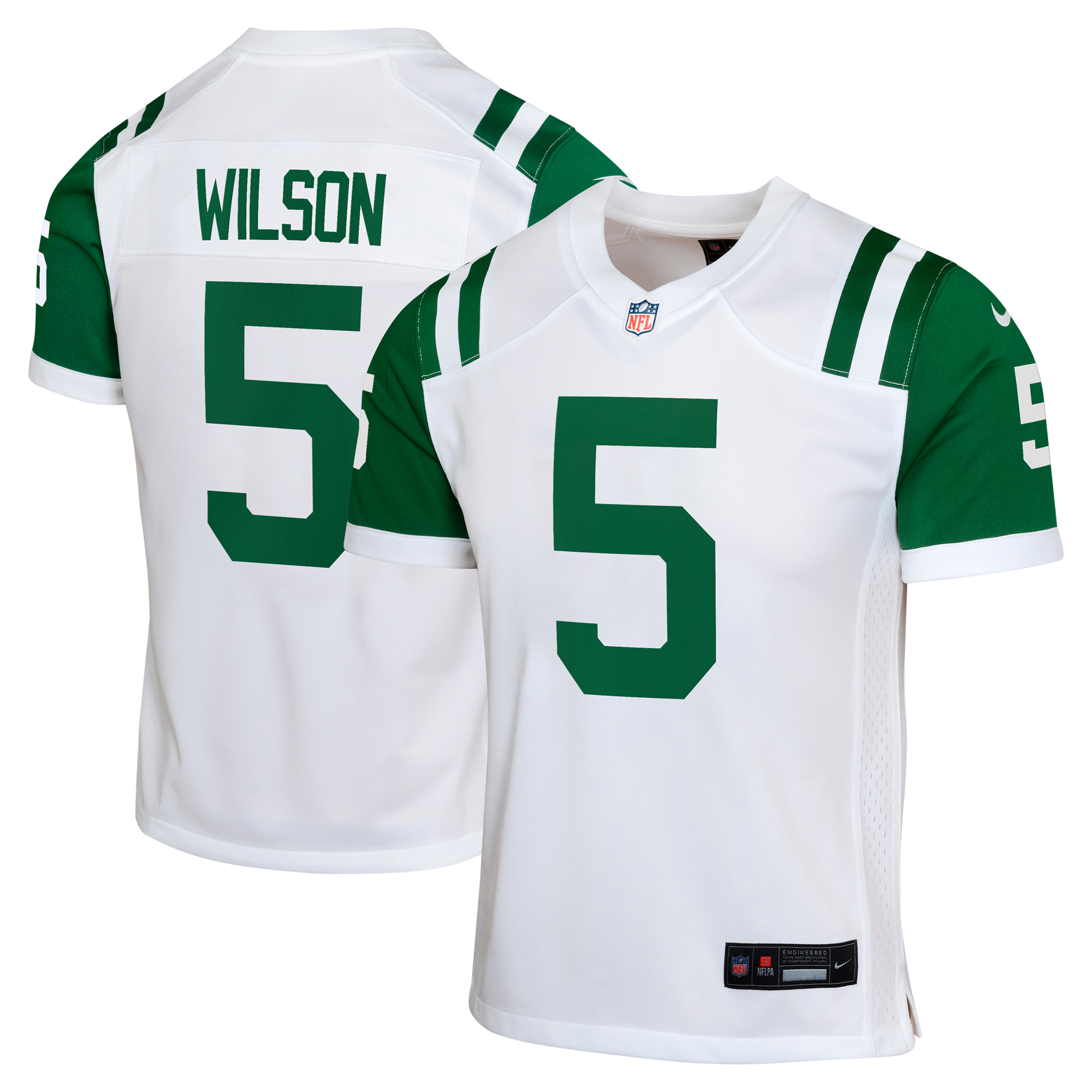 New York Jets Nike Classic Ausweichtrikot - Weiß - Garrett Wilson - Jugendliche Image