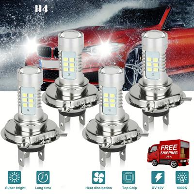 TEMU 4x H4 9003 Hb2 Led Fog Light Bulbs Conversion Kit Replace Halogen