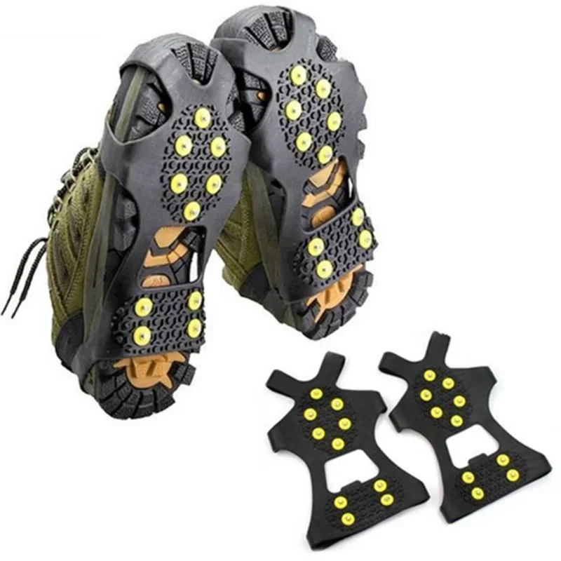 10 Stollen Anti-Rutsch-Schnee-Eis-Greifer Kletterschuh-Spikes Griffe Stollen Überschuhe Steigeisen Spike-Schuhe Outdoor-Bergsteigen Image