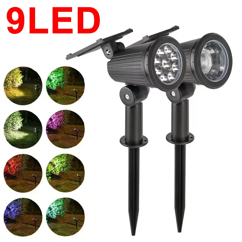 Garten 9 LED solar betriebenes Licht einstellbarer Solars trahler im Freien ip65 wasserdichte Landschafts lampe Villa Nacht dekor Licht Image
