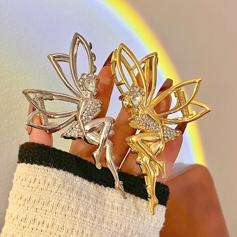 Atemberaubende Elfen-Feen-Haarspange mit Strasssteinen und Imitationsperlen und Reisohr-Look – perfekt für Damen-Haarschmuck aus Metall Image