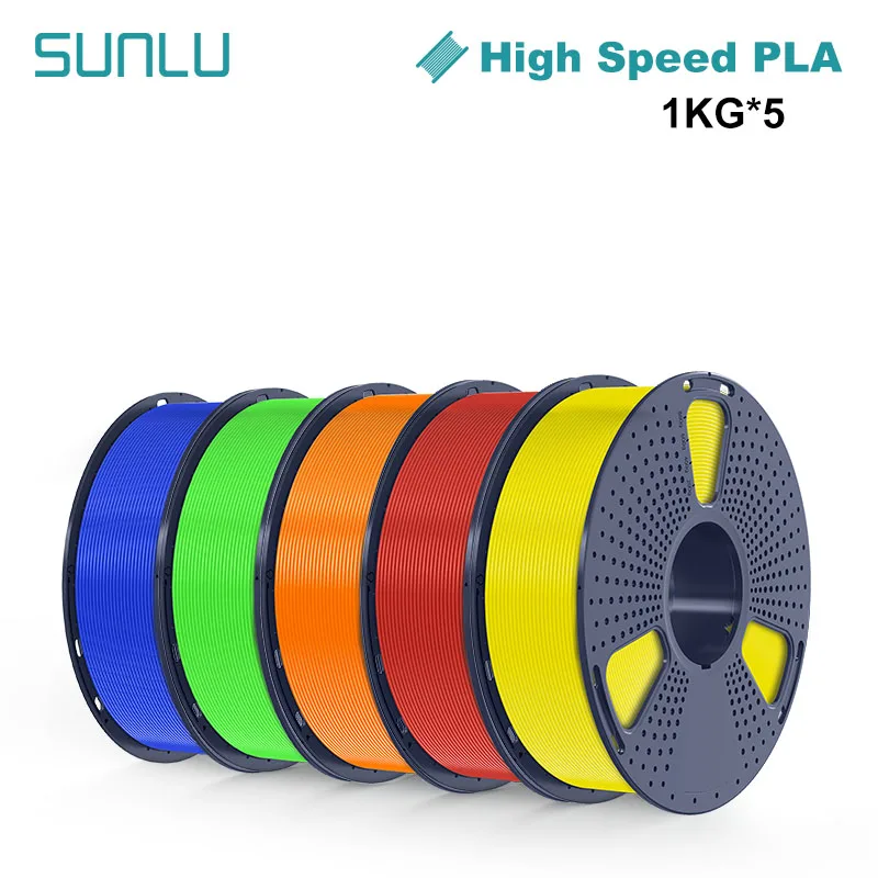 SUNLU 5 kg Hochgeschwindigkeits-PLA-3D-Drucker-Filament, 1,75 mm, schnelle Druckgeschwindigkeit, 600 mm/s, ordentlich gewickelt, für FDM-3D-Druckmaterialien Image