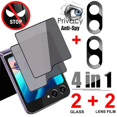 Privacy Anti-Spy Back Camera Len + External 9H Tempered Glass For Samsung Galaxy Z Flip 5 6 W24 Flip