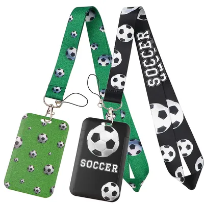 Football Neck Strap Soccer Lanyard for Key ID Card Sport Charm Strap Badge Holder DIY Black Hang