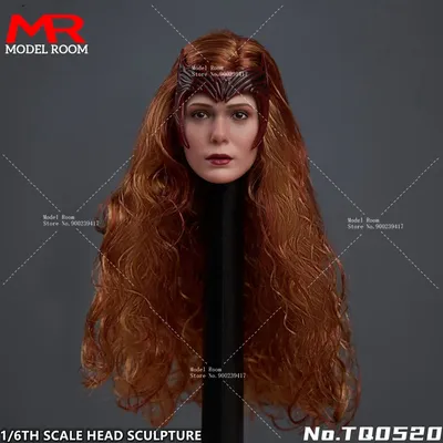 TQ0520 1/6 Elizabeth Olsen Head Sculpt Carving Model with Mask Fit 12'' Female Soldier Action Figure Body Dolls