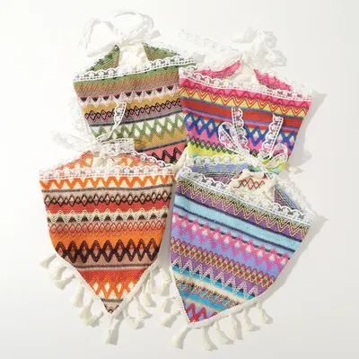Folk-custom Triangle Headscarf Headbands Boho Tassel Hair Bandana Hair Kerchief Hair Scarves for