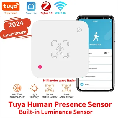 Tuya Zigbee WiFi Human Presence Sensor MmWave Radar Detector With Luminance Sensor For Smart Home