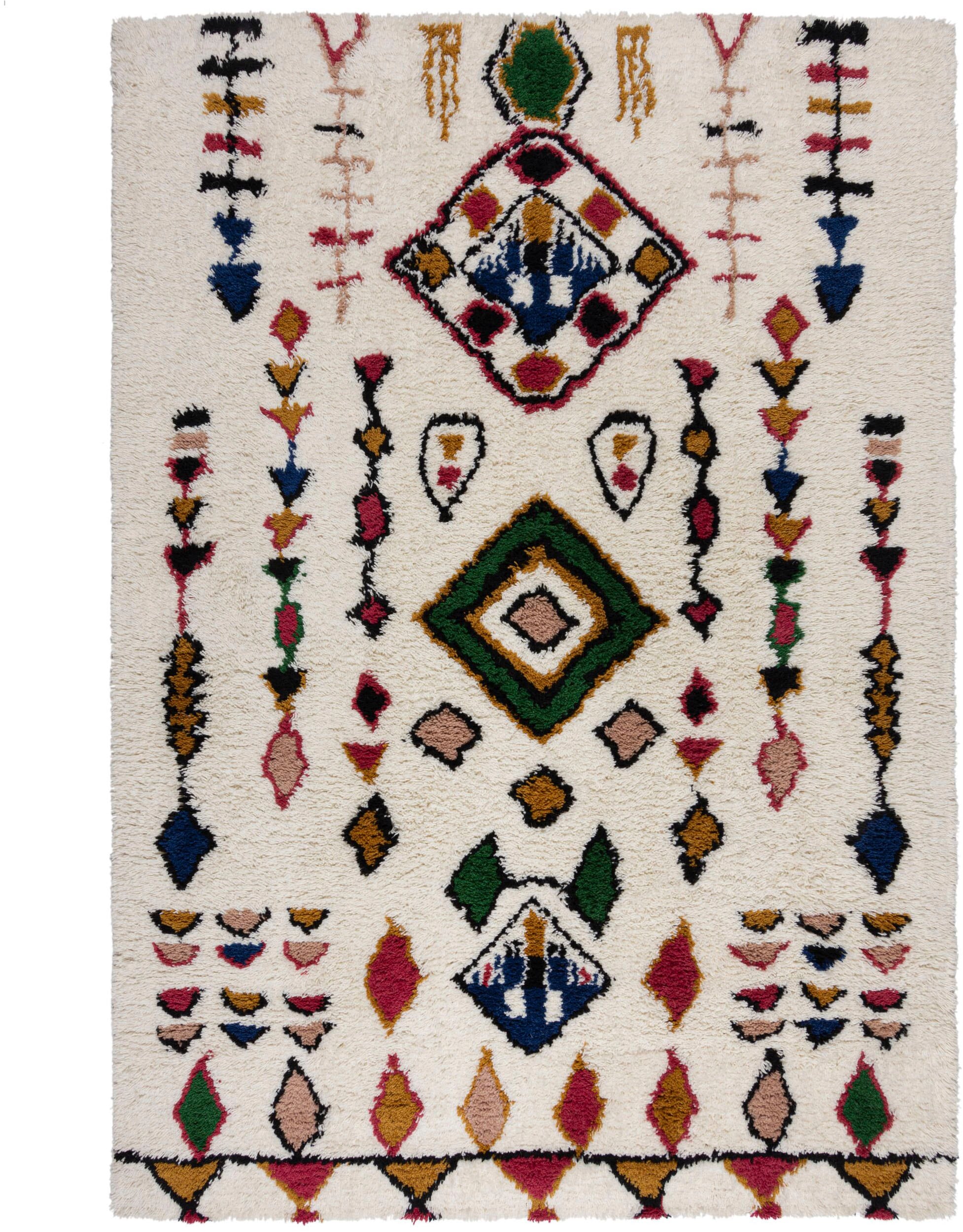 Wollteppich FLAIR RUGS "Fes Shaggy", bunt, B:200cm H:25mm L:290cm, Wolle, Teppiche, Shaggy-Teppich aus Berberwolle Image