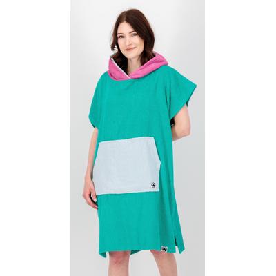 Poncho DEPROC ACTIVE "Badeponcho PARLEE BEACH", Damen, Gr. S (36/38), blau (türkis), 100% Baumwolle Walkfrottier, sportlich, bequem, Kurzarm, Jacken, Badeponcho mit großer Kängurutasche und Innentasche Image