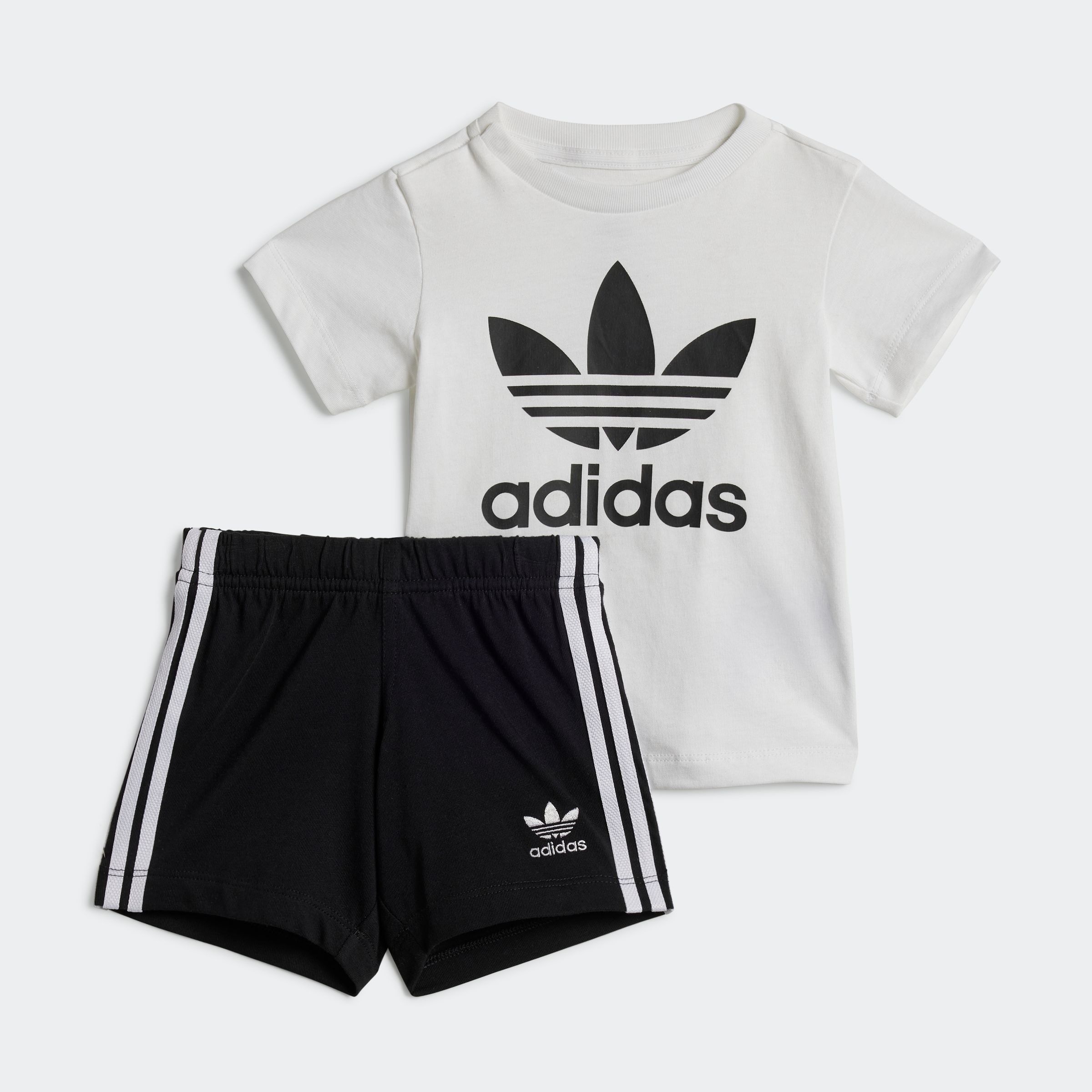 T-Shirt & Shorts ADIDAS ORIGINALS "SHORT TEE SET", Kinder, Gr. 86, schwarz-weiß (schwarz, weiß), Obermaterial: 100% Baumwolle, Sportlich, KOB Set-Artikel Image