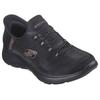 Slip-On Sneaker SKECHERS "SUMMITS-CLASSY NIGHT", Damen, Gr. 39, gold (schwarz, goldfarben), Textil, sportlich, Schuhe, Slipper, Freizeitschuh mit komfortabler Heel Pillow Funktion