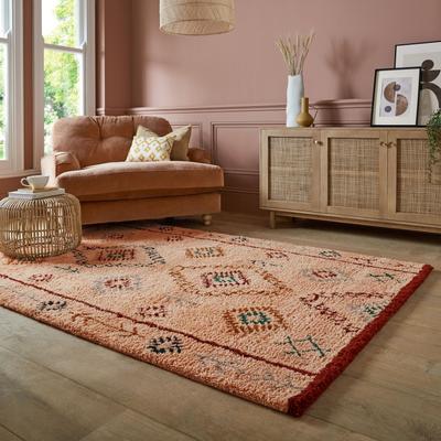 Wollteppich FLAIR RUGS "Sahara Shaggy", rosa, B:120cm H:25mm L:170cm, Wolle, Teppiche, Sahara Shaggy Teppich aus Berberwolle Image
