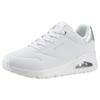Slip-On Sneaker SKECHERS "UNO SHIMMER AWAY", Damen, Gr. 39, silber (weiß, silberfarben), Lederimitat, sportlich, Schuhe Sneaker, Slipper, Freizeitschuh, Plateausneaker mit modischem Keilabsatz