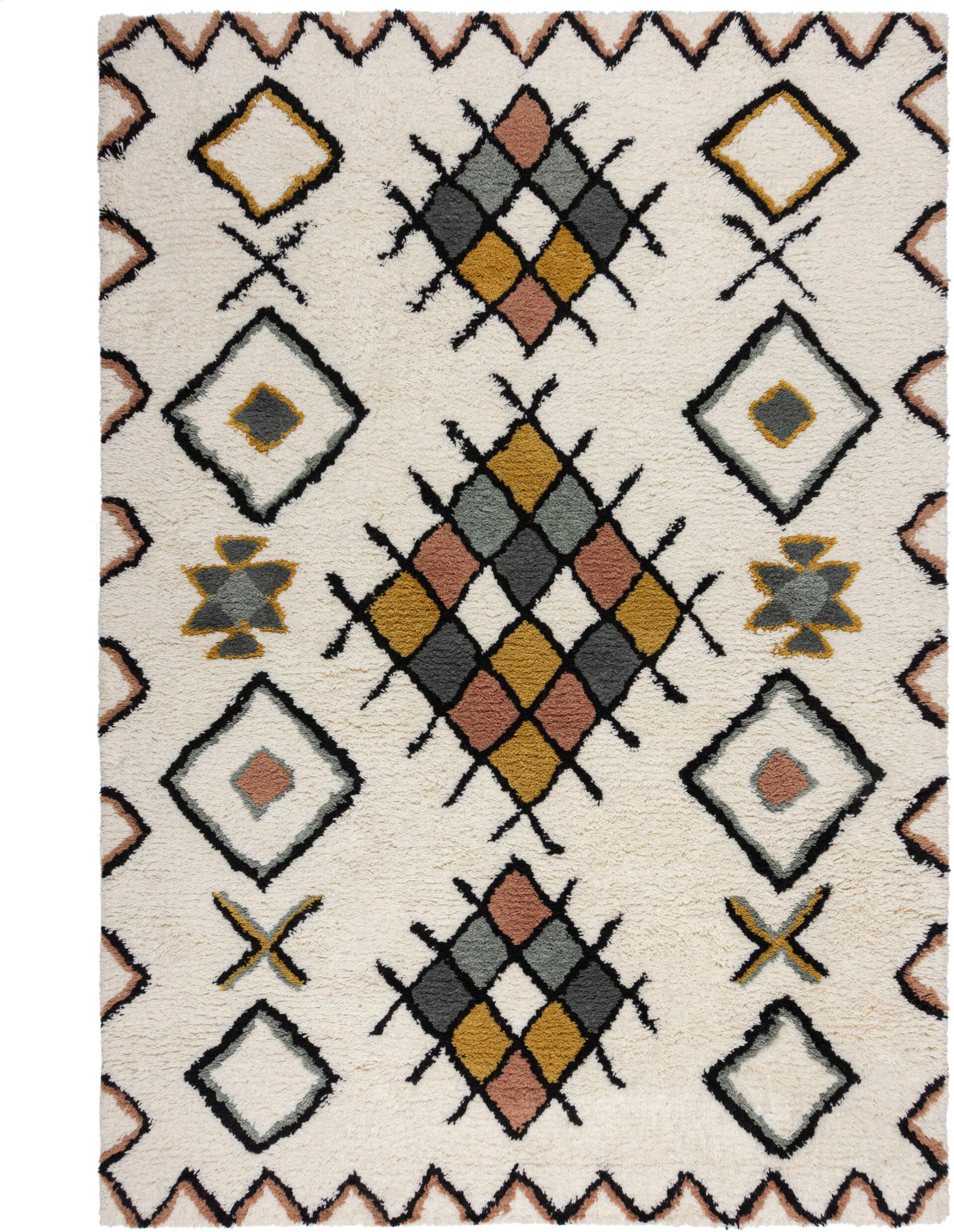 Wollteppich FLAIR RUGS "Midar Shaggy", bunt, B:120cm H:25mm L:170cm, Wolle, Teppiche, Shaggy-Teppich Midar aus Berberwolle Image
