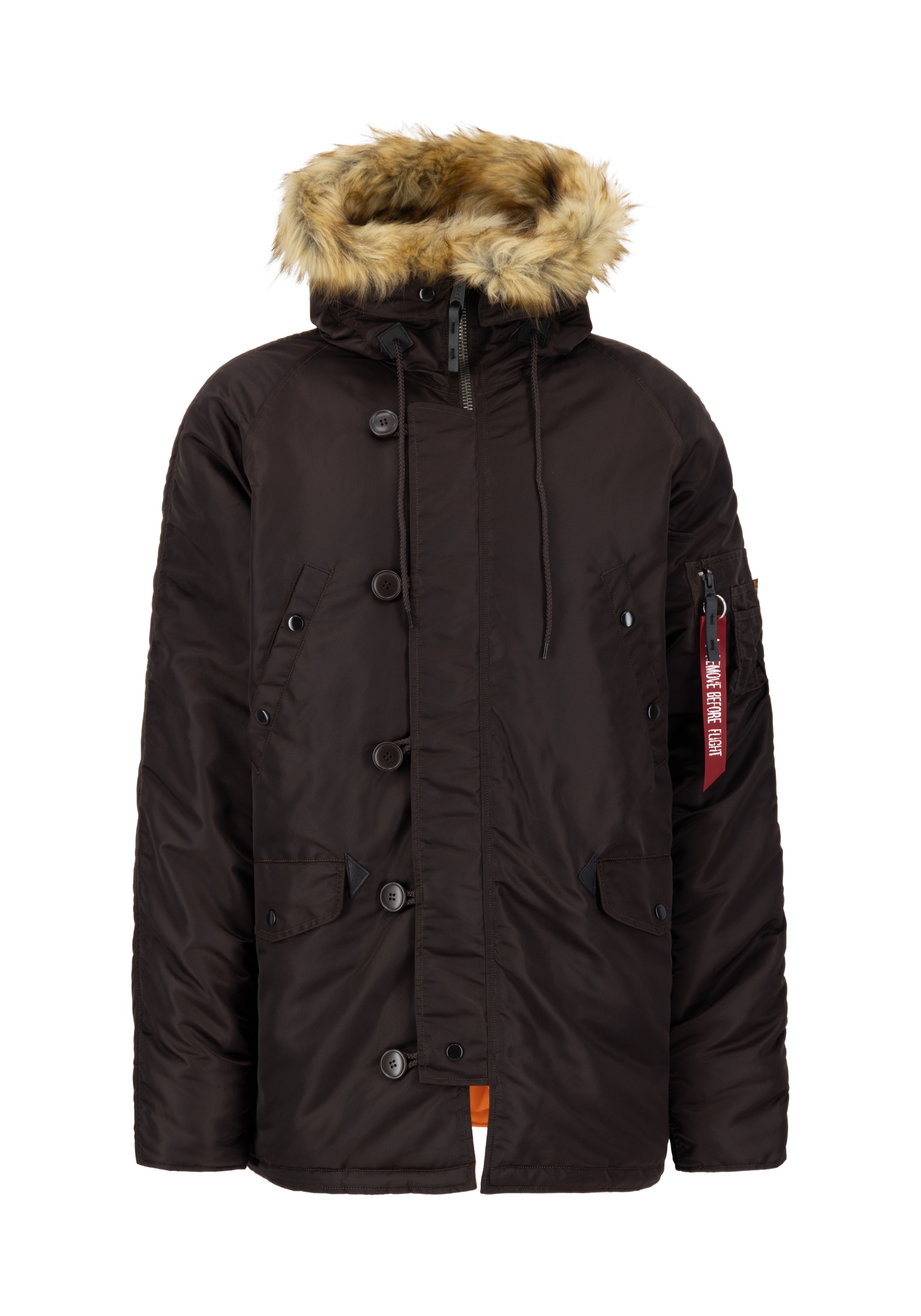 Winterjacke ALPHA INDUSTRIES "N-3B VF 59 Vintage Fit", Herren, Gr. XL, braun (hunter braun), Obermaterial: 100% Nylon; Futter: 100% Nylon; Füllung: 100% Polyester, Jacken Winterjacke