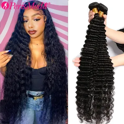 Deep Wave Bundles Human Hair Brazilian Weaving 30 Inch Virgin Hair Extensions Wet And Wavy 1/3/4 Pcs