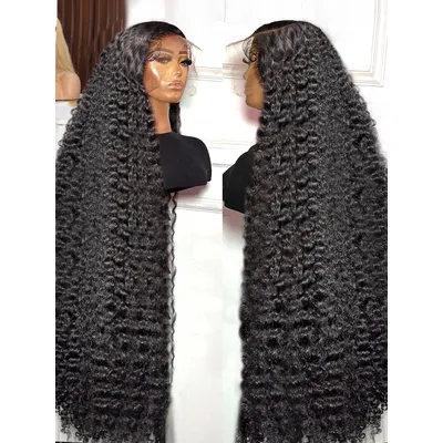 Curly 250% Transparent HD 30 40 Inches Deep Wave 13x6 Lace Front Human Hair Wigs 13x4 Lace Frontal