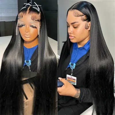 Straight Lace Front Wig 360 Full Lace Human Hair Wigs For Women 30 36 Inch 13x4 13X6 Bone Straight