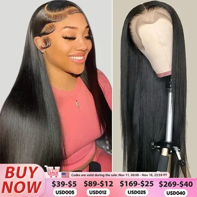 28 30 inch Straight Human Hair Wigs HD Lace Frontal Wig 180% 13x4/6 Transparent Lace Front Wigs 5x5