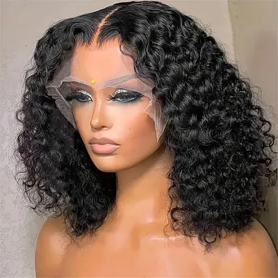 Deep Wavy Bob Wig 13x4 front Lace Bob Wig Woman Lace Front Wig Human Hair Pre-pulled 10-16inch