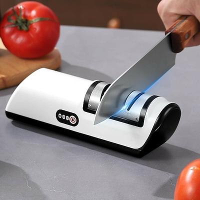 Aiguiseur de couteaux électrique professionnel en 2 étapes, fonction d'affûtage et de polissage rapide pour couteaux de cuisine
