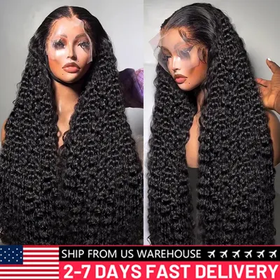 200% Loose Deep Wave 13x6 HD Lace Frontal Wig Brazilian 30 34 Inch Transparent 13x4 Curly Lace