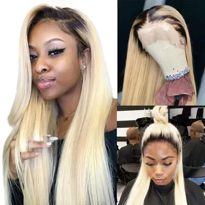 Rosabeauty 13x4 Blonde 613 HD Transparent Straight Lace Front Human Hair Wigs Glueless 13X6 Frontal