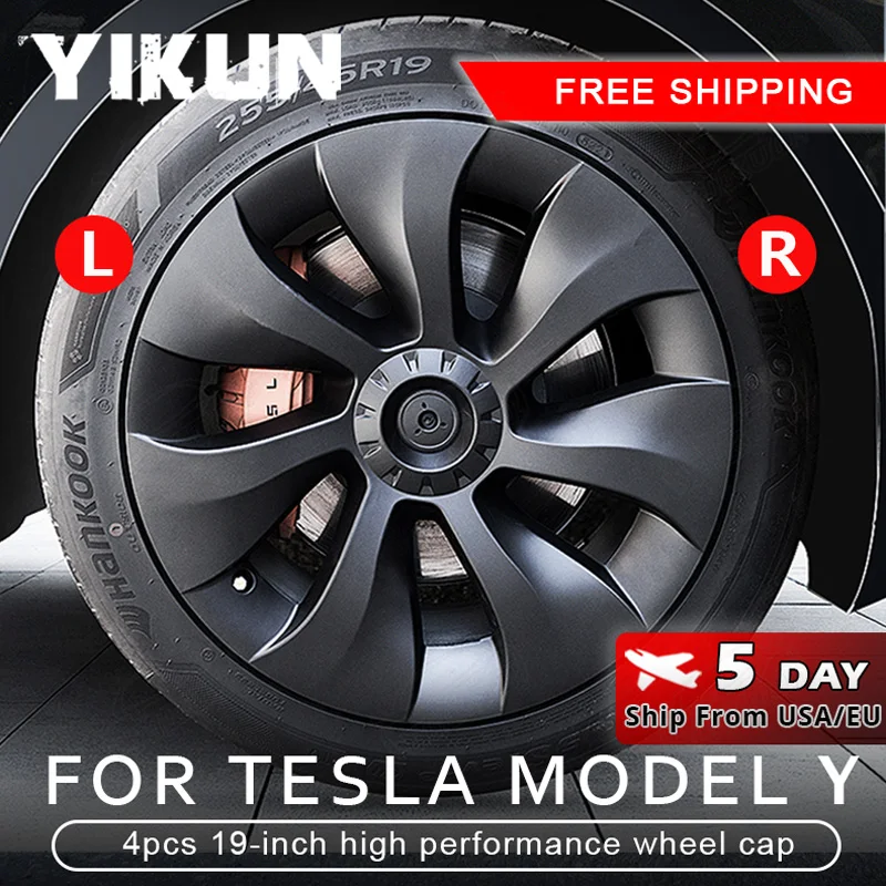 4PCS Hub Cap Car Performance Replacement for Tesla Model Y Wheel Cap 19 Inch Automobile Hubcap Full Cover Accessories 2022 2023