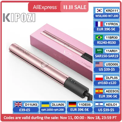 KIPOZI V7 Rose Gold Luxury Hair Straightener Curling Iron Titanium Flat Iron for Different Hair