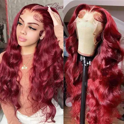 180 Density HD Transparent Lace Front Wig 99j Burgundy Body Wave 13x6 Lace Frontal Human Hair