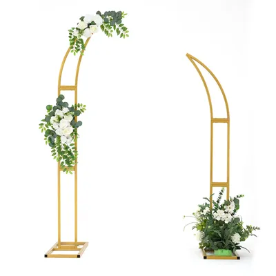 2pcs Curved Wedding Arch Backdrop Stand Balloon Arch for Ceremony Birthday Party Bride Baby Shower