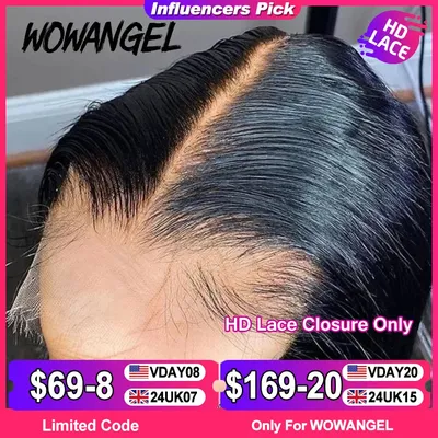 WOWANGEL 7x7/6x6/5x5 HD Lace Closure Human Hair Melt Skin Deep Part Natural Scalp Real HD Lace