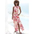 Maxikleid LASCANA, Damen, Gr. 38, N-Gr, rot (rot bedruckt), Jersey, Obermaterial: 100% Viskose, bedruckt, modisch, figurumspielend knöchellang, Rundhals, ohne Ärmel, Kleider, mit Alloverdruck und Schlitz, Jerseykleid, sommerlich-elegant, Topseller